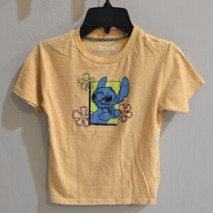 Used Girls Size 8 Disney Kids T-Shirt in Yellow with Blue Stitch
